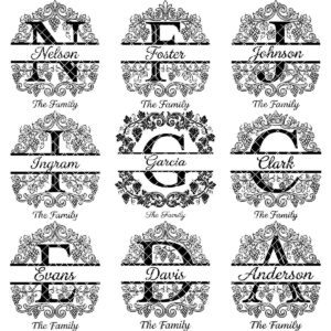 Family Crest Monogram Bundle, Grapevine Alphabet Engraving File, Personalized Gift