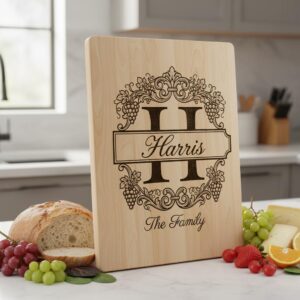 Family Crest Monogram Bundle, Grapevine Alphabet Engraving File, Personalized Gift