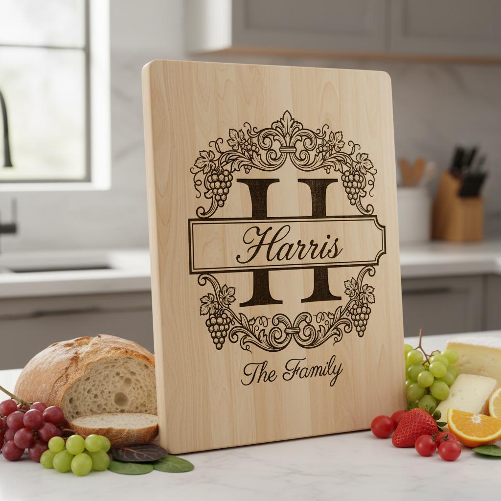 Family Crest Monogram Bundle, Grapevine Alphabet Engraving File, Personalized Gift