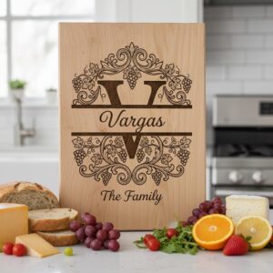 Family Crest Monogram Bundle, Grapevine Alphabet Engraving File, Personalized Gift