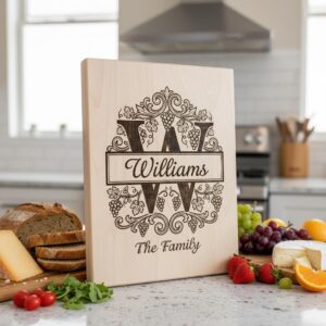 Family Crest Monogram Bundle, Grapevine Alphabet Engraving File, Personalized Gift