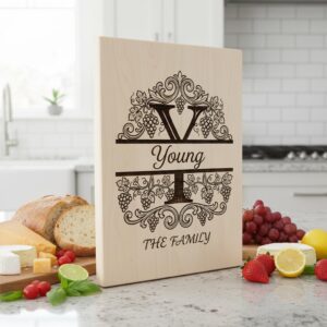 Family Crest Monogram Bundle, Grapevine Alphabet Engraving File, Personalized Gift