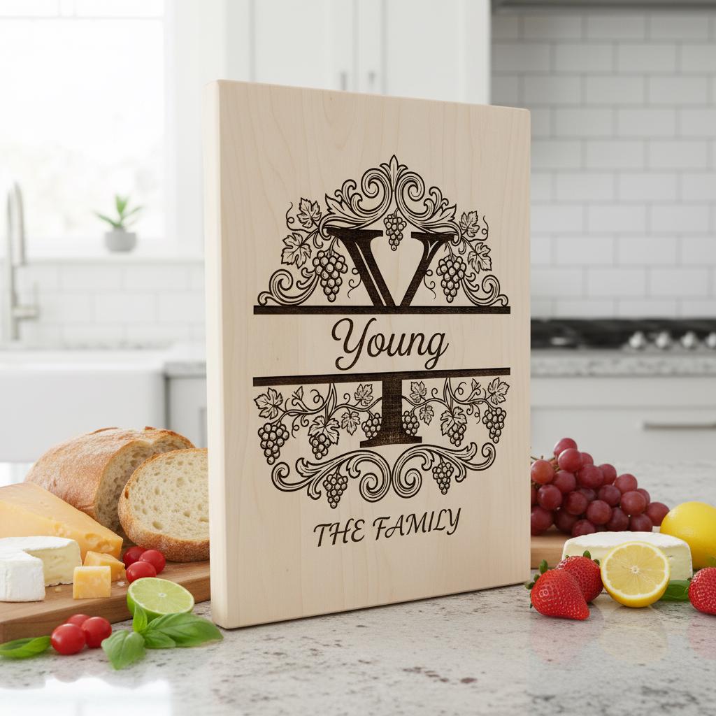 Family Crest Monogram Bundle, Grapevine Alphabet Engraving File, Personalized Gift
