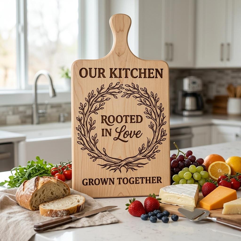 Family Tree and Wreath Engraving Designs, Rustic Charcuterie Board Art – Image 2