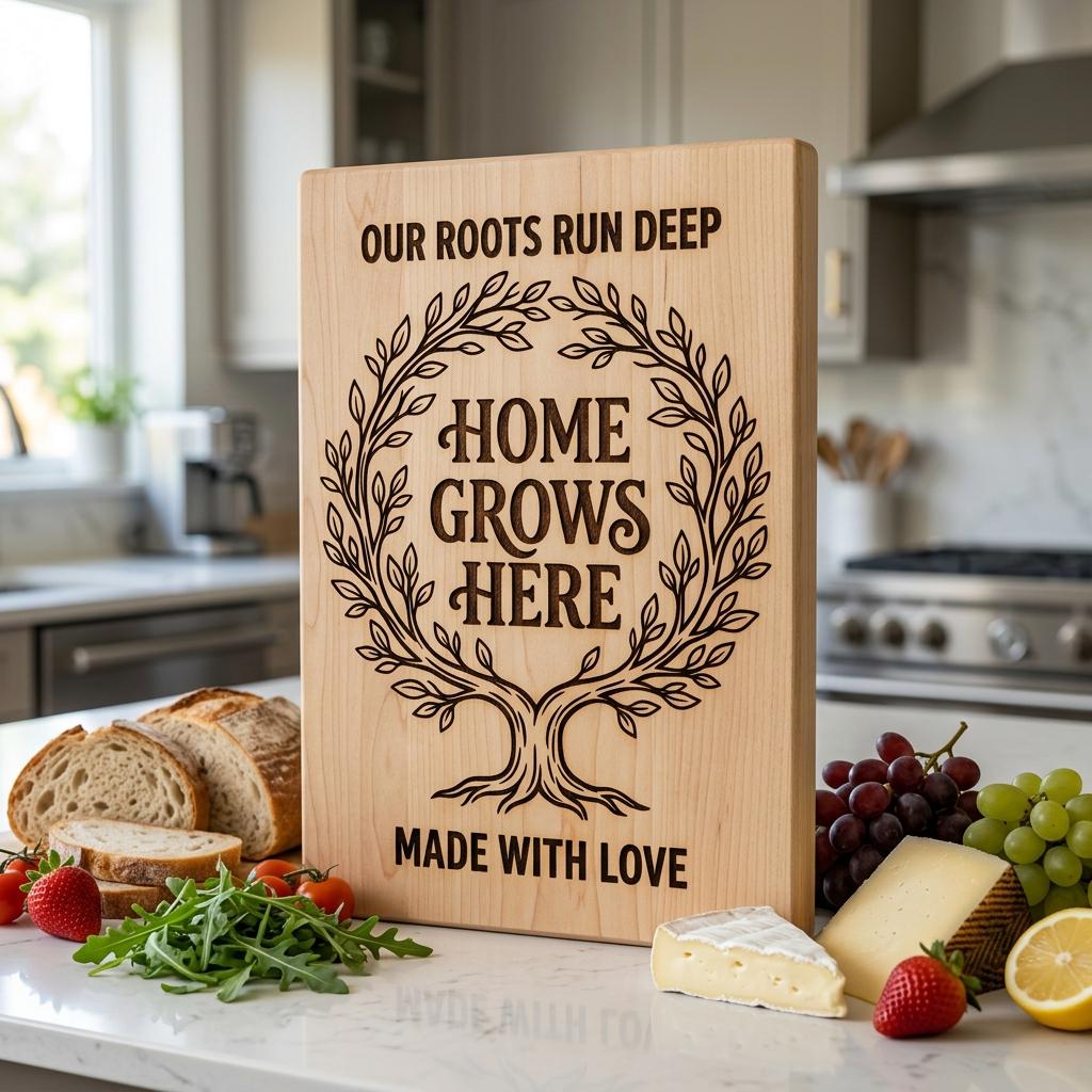 Family Tree and Wreath Engraving Designs, Rustic Charcuterie Board Art – Image 3