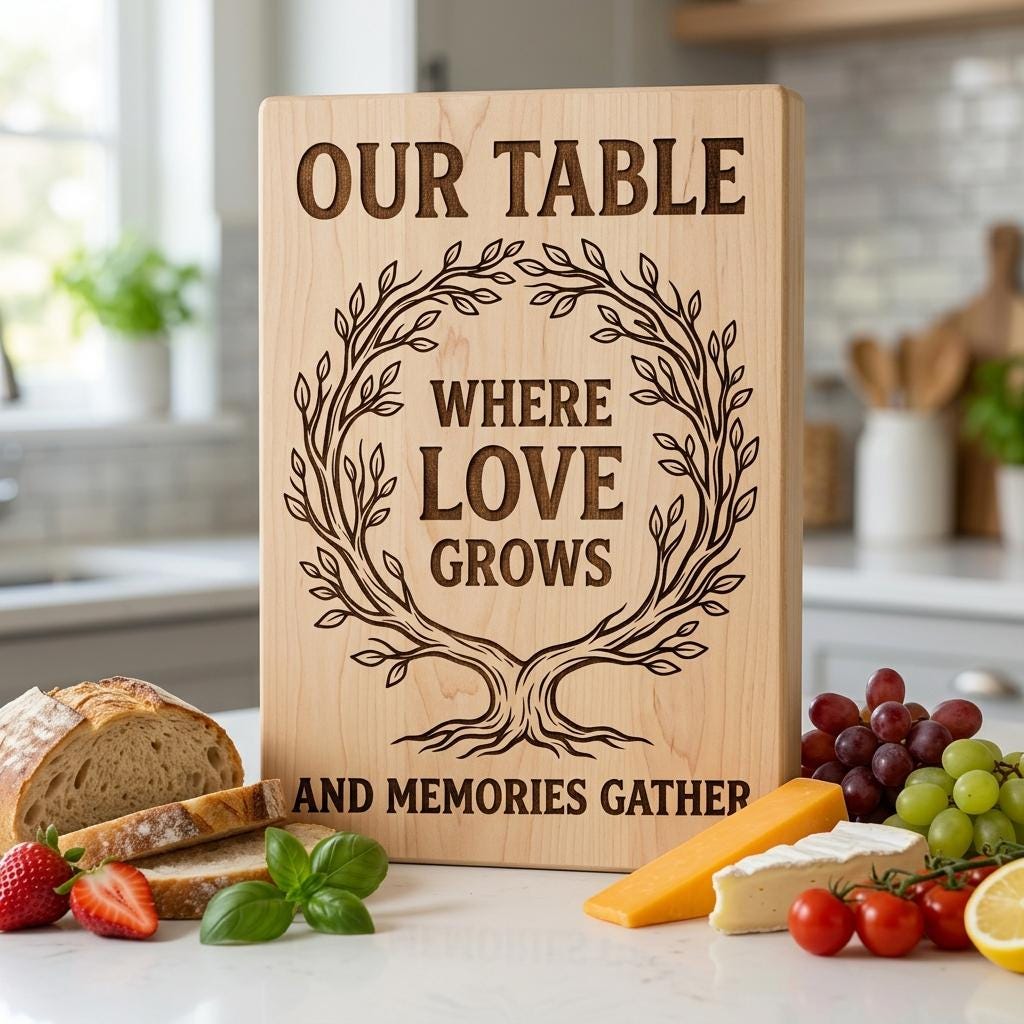Family Tree and Wreath Engraving Designs, Rustic Charcuterie Board Art – Image 5