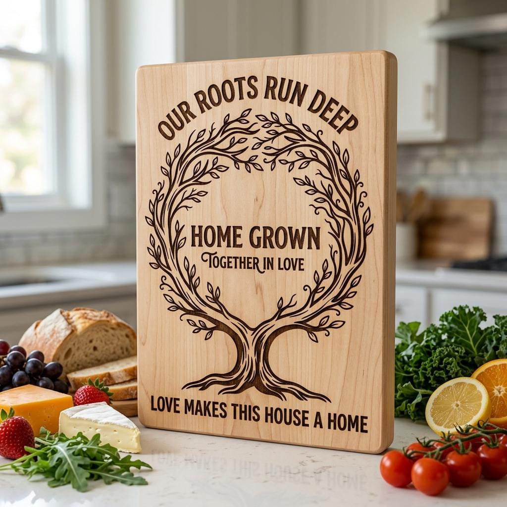 Family Tree and Wreath Engraving Designs, Rustic Charcuterie Board Art – Image 6