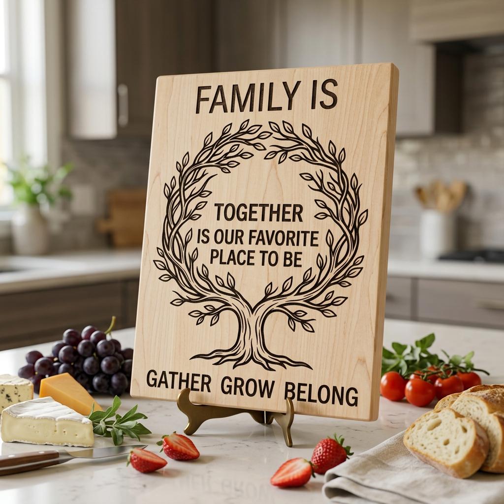 Family Tree and Wreath Engraving Designs, Rustic Charcuterie Board Art – Image 7