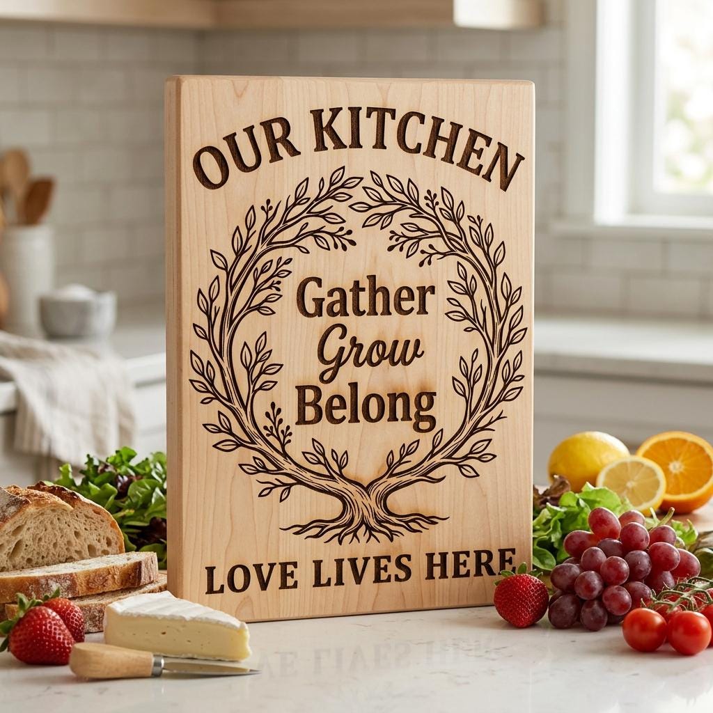 Family Tree and Wreath Engraving Designs, Rustic Charcuterie Board Art – Image 8