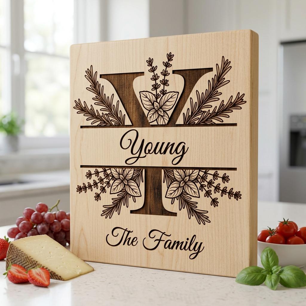 Alphabet Monogramme végétal à graver, Nom de famille rustique, Cadeau de mariage personnalisé – Image 10