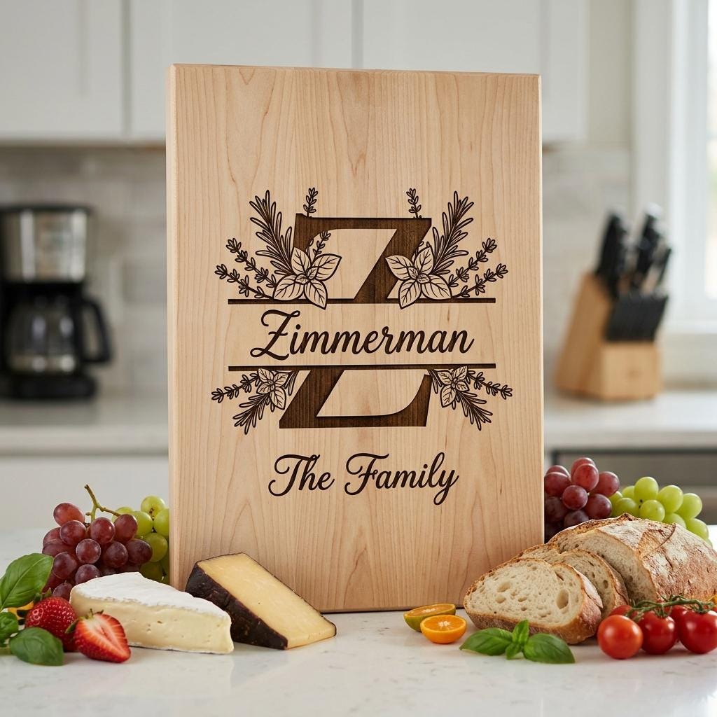 Alphabet Monogramme végétal à graver, Nom de famille rustique, Cadeau de mariage personnalisé – Image 11