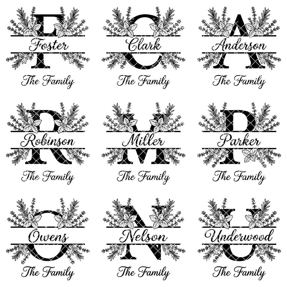 Alphabet Monogramme végétal à graver, Nom de famille rustique, Cadeau de mariage personnalisé – Image 13