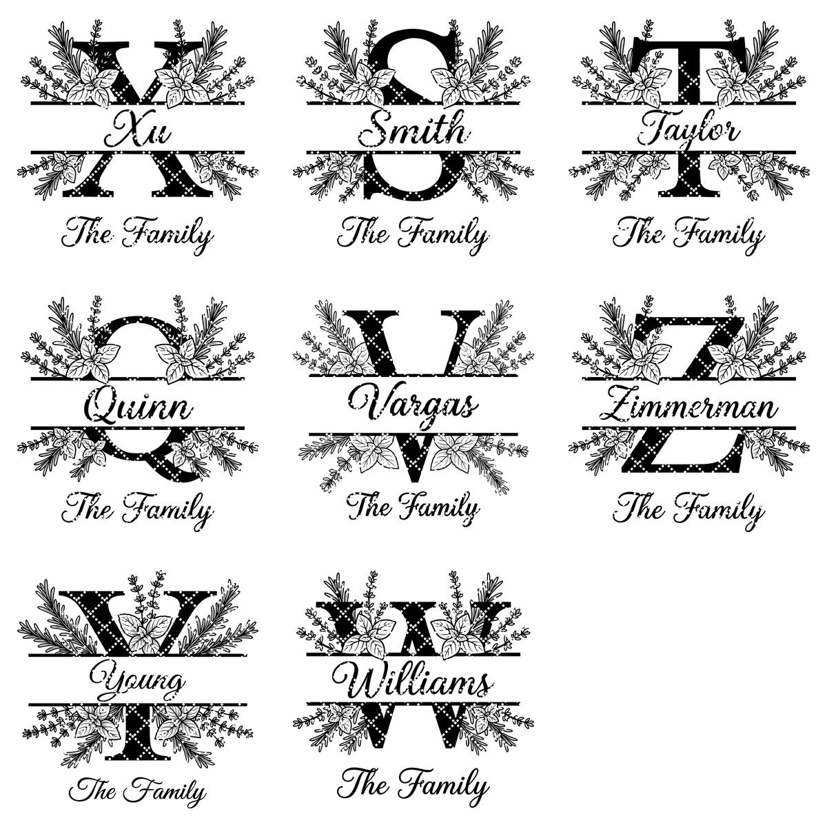Alphabet Monogramme végétal à graver, Nom de famille rustique, Cadeau de mariage personnalisé – Image 14