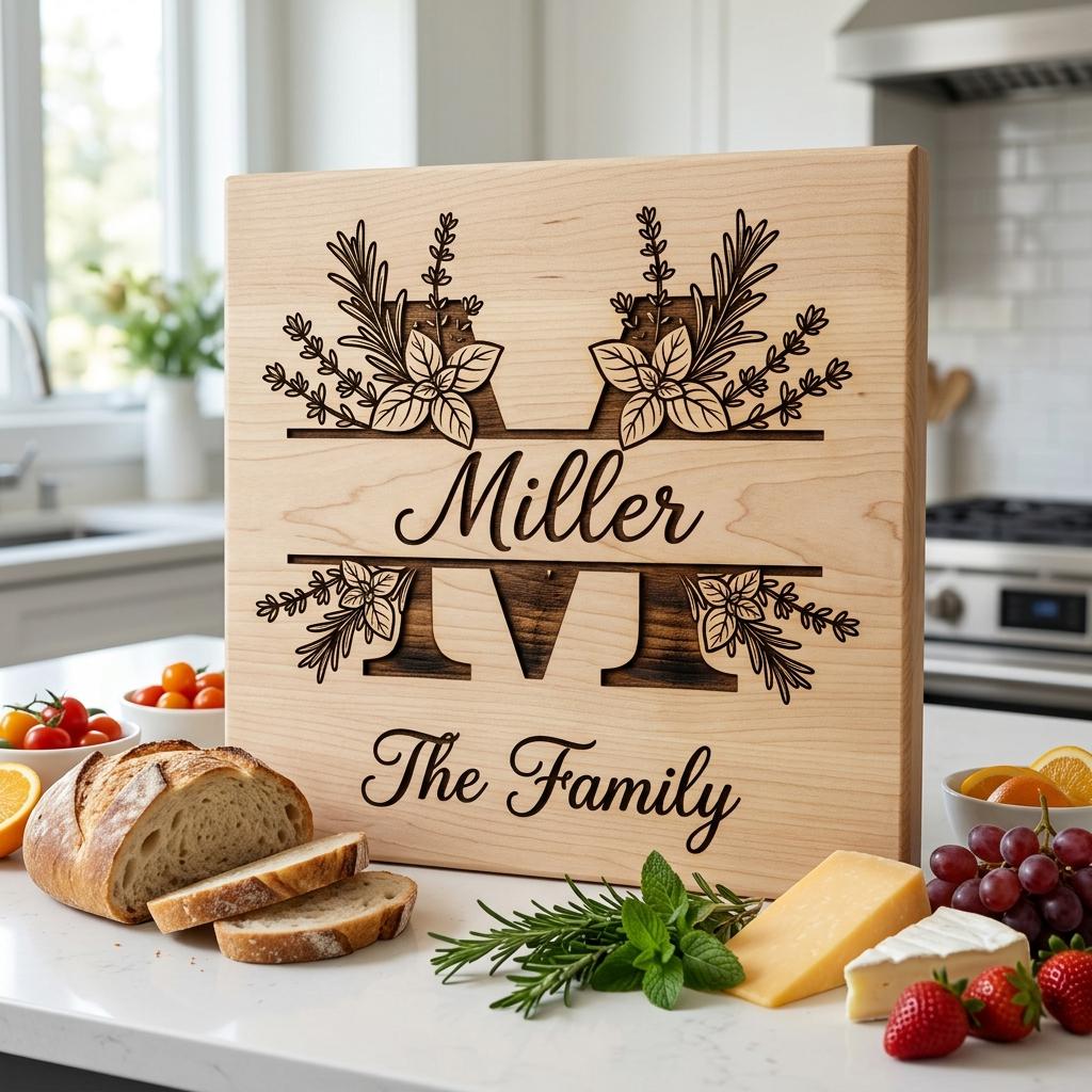 Alphabet Monogramme végétal à graver, Nom de famille rustique, Cadeau de mariage personnalisé – Image 2