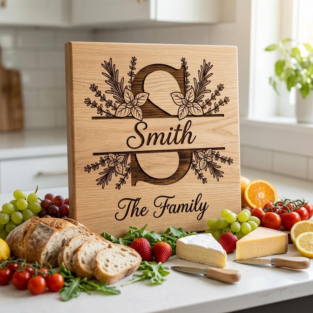 Alphabet Monogramme végétal à graver, Nom de famille rustique, Cadeau de mariage personnalisé – Image 4