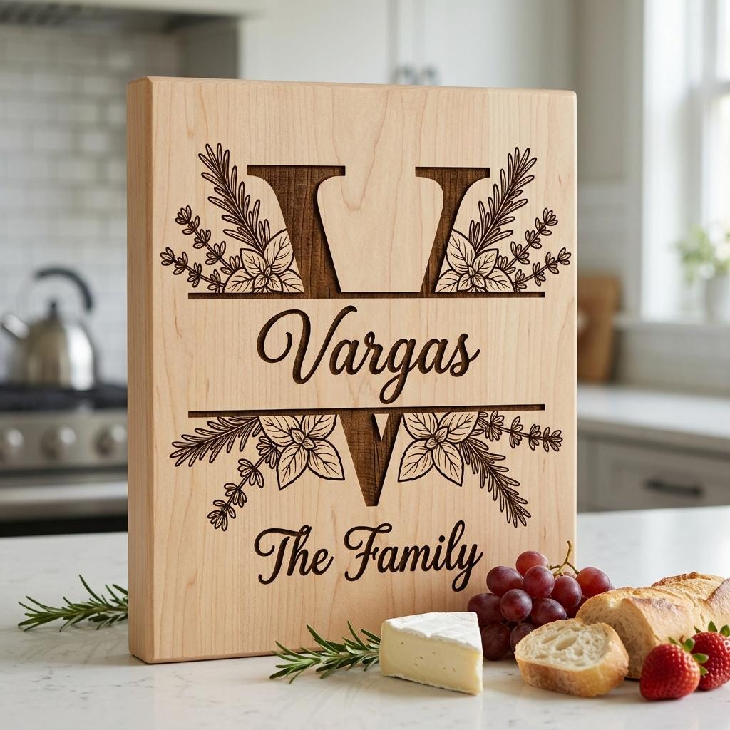 Alphabet Monogramme végétal à graver, Nom de famille rustique, Cadeau de mariage personnalisé – Image 7