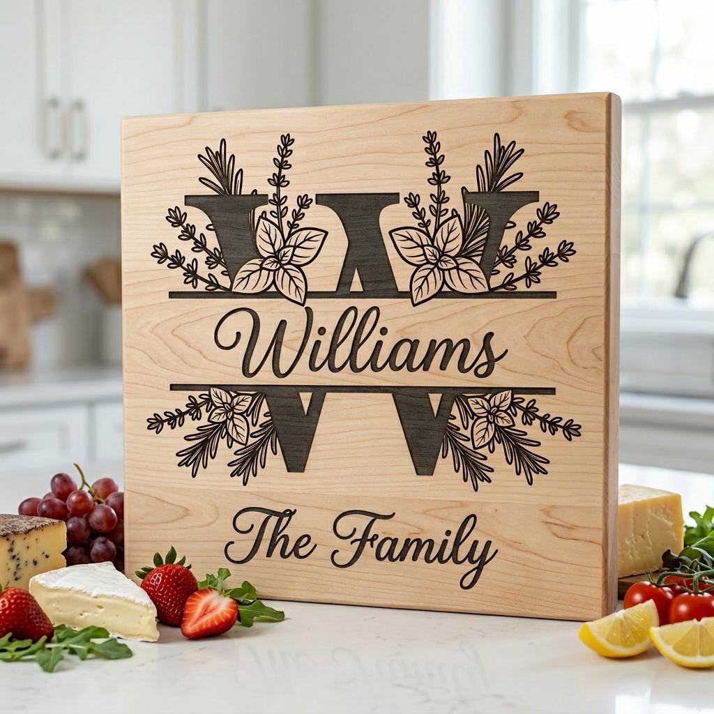 Alphabet Monogramme végétal à graver, Nom de famille rustique, Cadeau de mariage personnalisé – Image 8