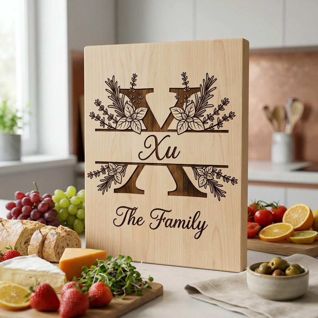 Alphabet Monogramme végétal à graver, Nom de famille rustique, Cadeau de mariage personnalisé – Image 9