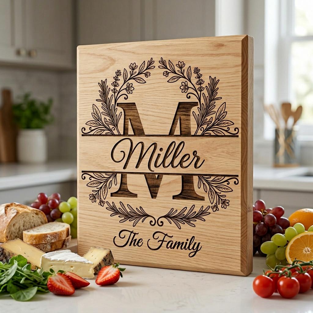 Kräuter-Monogramm-Gravur-Set, Personalisierter Familienname, Rosmarin-Thymian-Küchendekoration – Bild 6