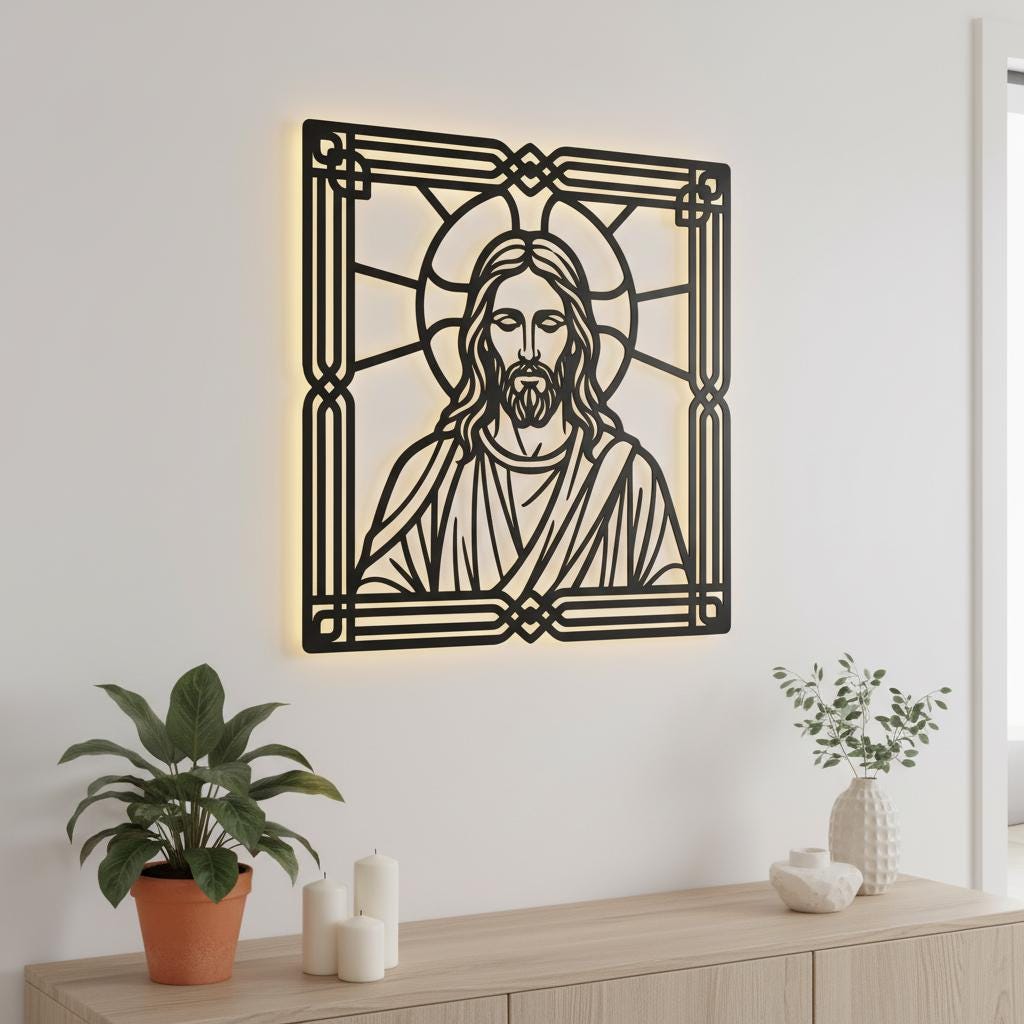 Jesus Wall Art Bundle, Christian Faith Silhouette, Religious CNC Laser File Download