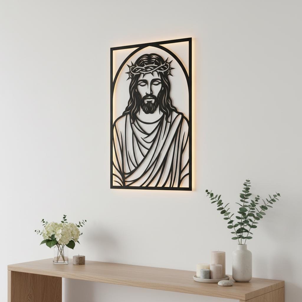 Jesus Wall Art Bundle, Christian Faith Silhouette, Religious CNC Laser File Download