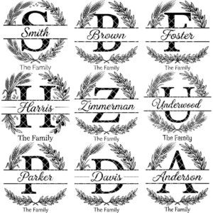 Monogram Alphabet Engraving File, Custom Family Name, Wheat Olive Branch Board Design