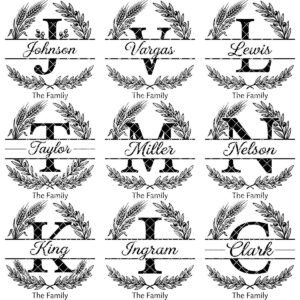 Monogram Alphabet Engraving File, Custom Family Name, Wheat Olive Branch Board Design