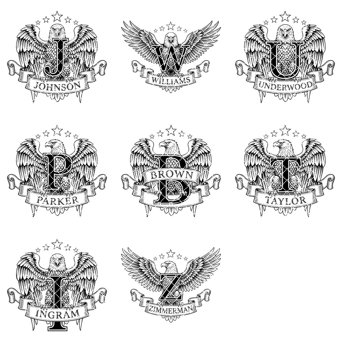 Paquete de Monogramas, Escudo Animal, Apellido Familiar, Grabado Vintage, Arte de Charcutería - Imagen 14