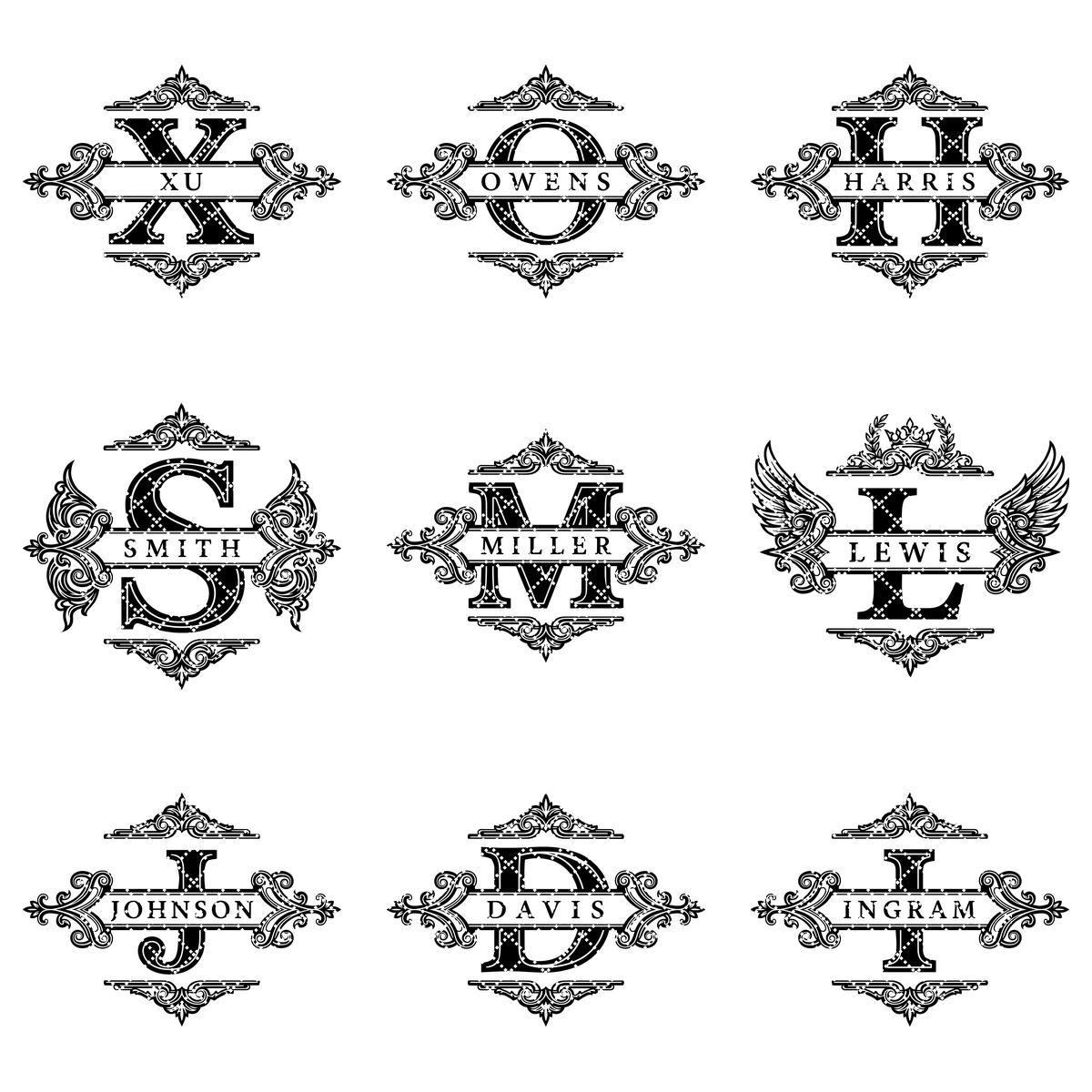 Monogramm-Gravurdateien-Paket, personalisierter Familienname, elegantes filigranes Alphabet-Design – Bild 10