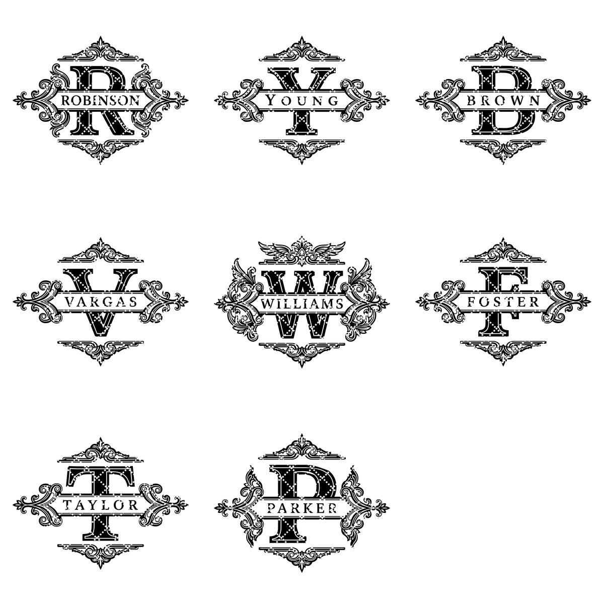 Monogramm-Gravurdateien-Paket, personalisierter Familienname, elegantes filigranes Alphabet-Design – Bild 12