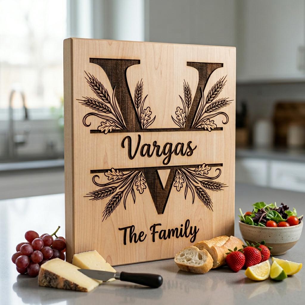 Monogram Rustic Wheat Oak Alphabet Bundle, Custom Family Name Engraving Boards
