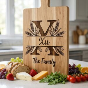 Monogram Rustic Wheat Oak Alphabet Bundle, Custom Family Name Engraving Boards