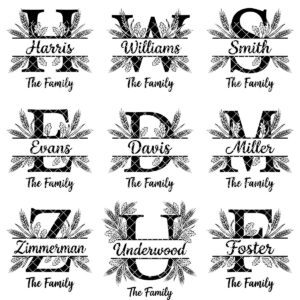 Monogram Rustic Wheat Oak Alphabet Bundle, Custom Family Name Engraving Boards