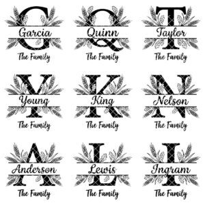 Monogram Rustic Wheat Oak Alphabet Bundle, Custom Family Name Engraving Boards