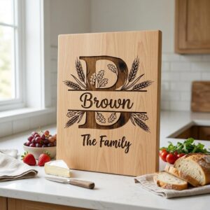Monogram Rustic Wheat Oak Alphabet Bundle, Custom Family Name Engraving Boards