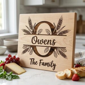 Monogram Rustic Wheat Oak Alphabet Bundle, Custom Family Name Engraving Boards