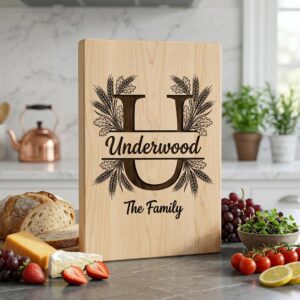 Monogram Rustic Wheat Oak Alphabet Bundle, Custom Family Name Engraving Boards