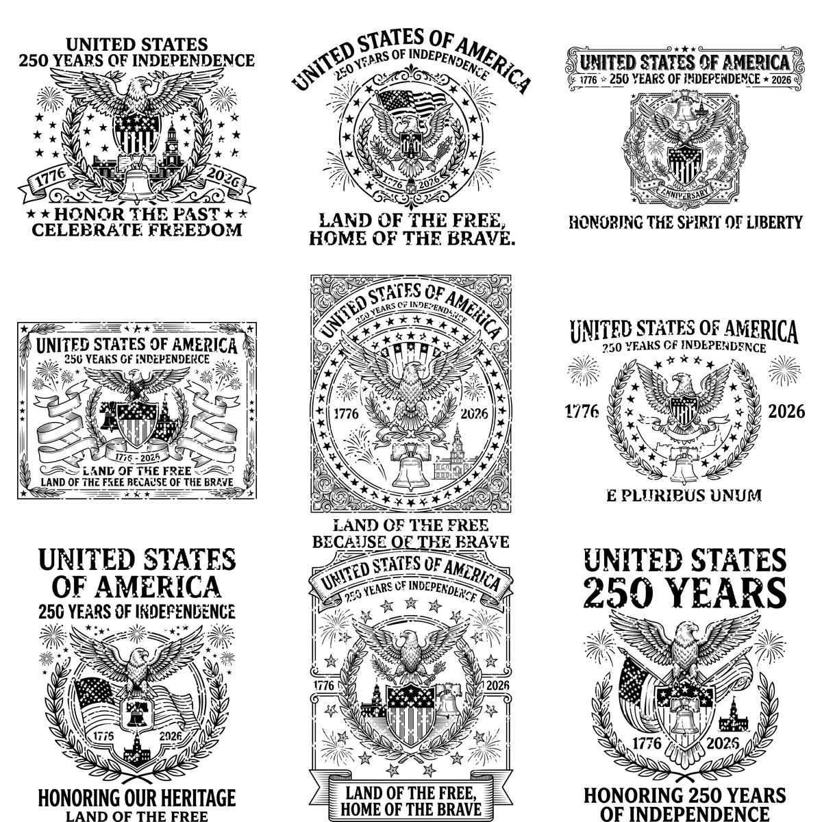 Patriotic 250th Anniversary USA Engraving Files, Chopping Board Art Download