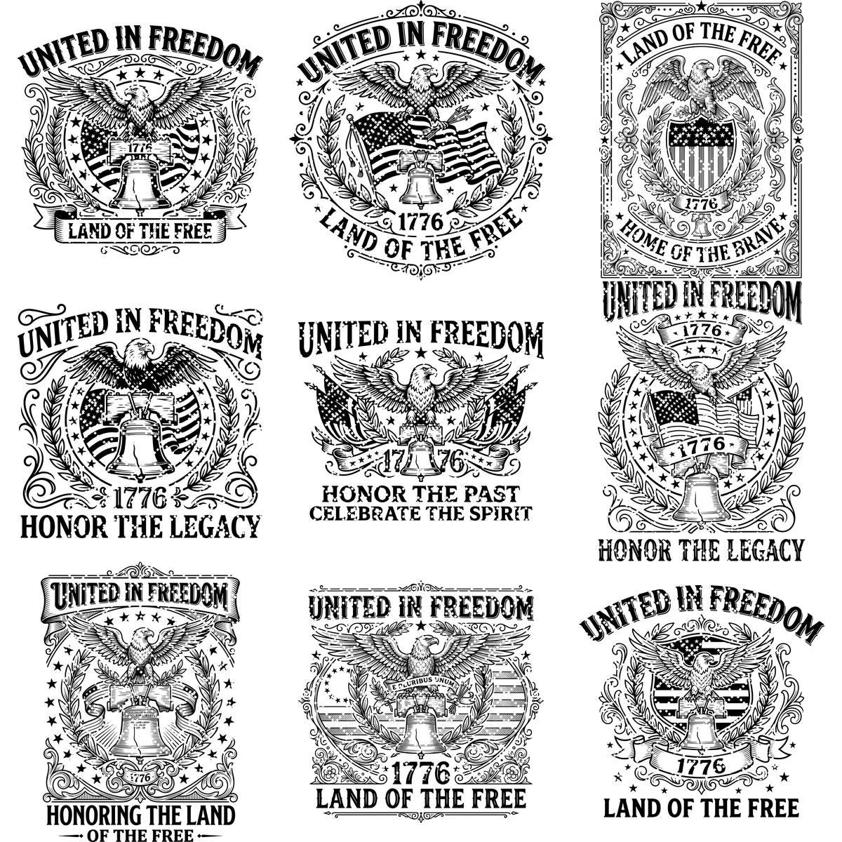 Patriotic 4th of July Eagle Flag 1776, American Laser Engraving Download – Image 10