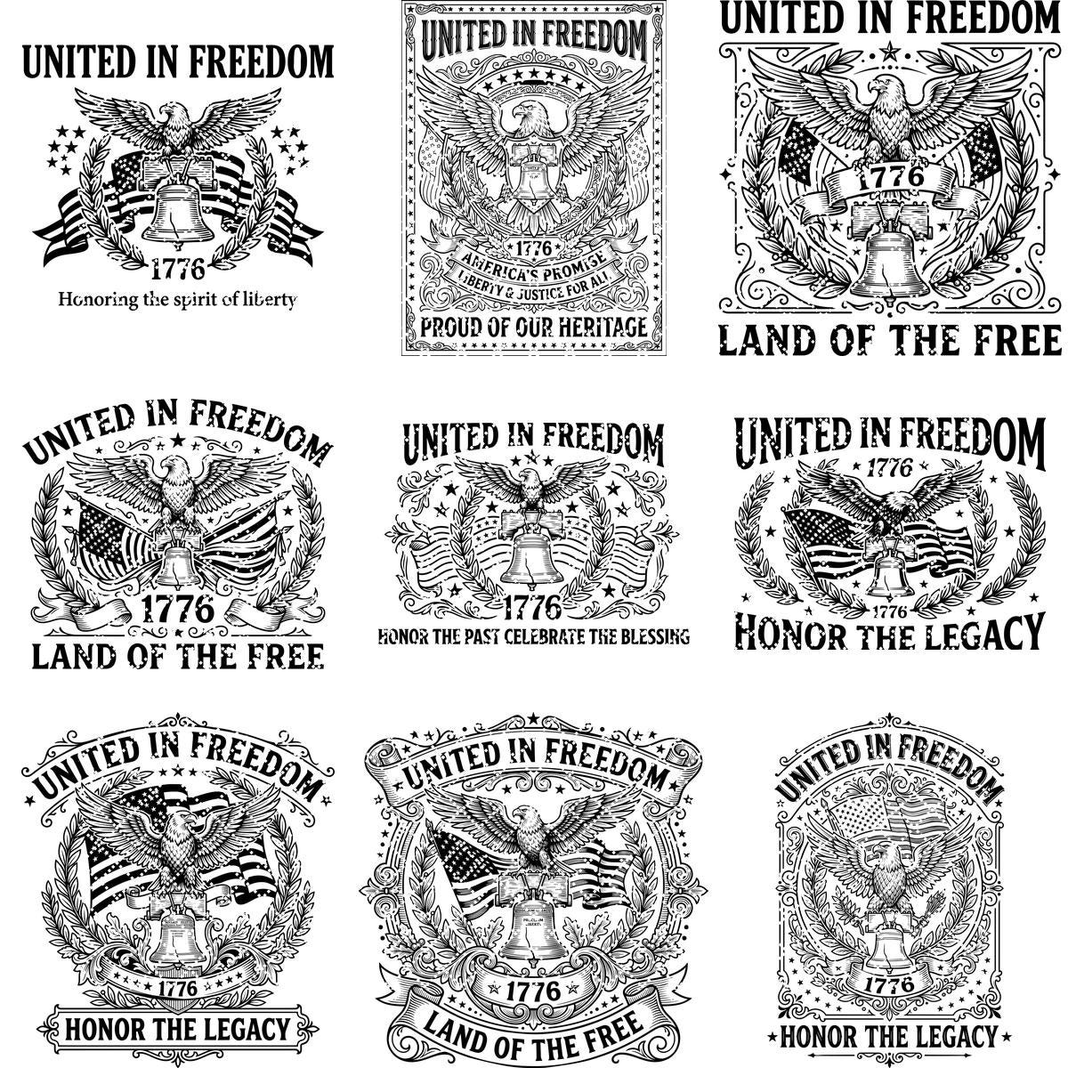 Patriotic 4th of July Eagle Flag 1776, American Laser Engraving Download – Image 11