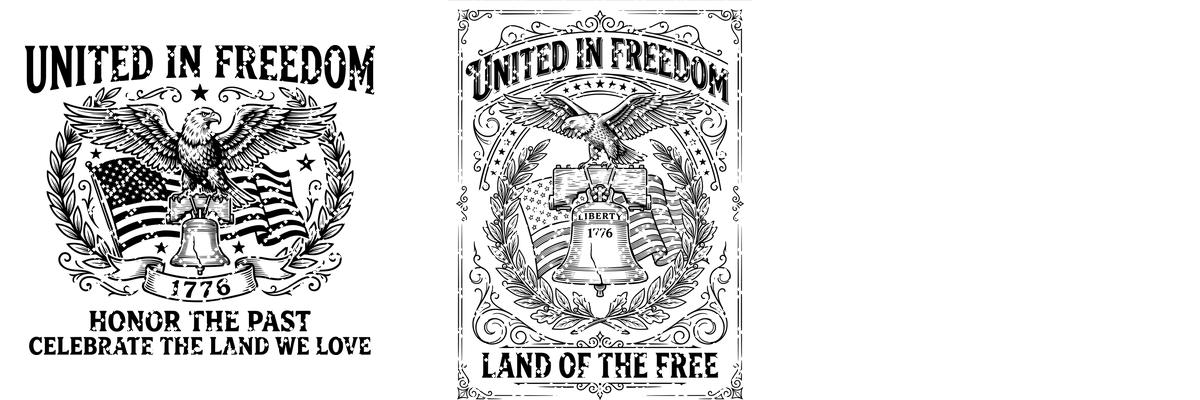 Patriotic 4th of July Eagle Flag 1776, American Laser Engraving Download – Image 12