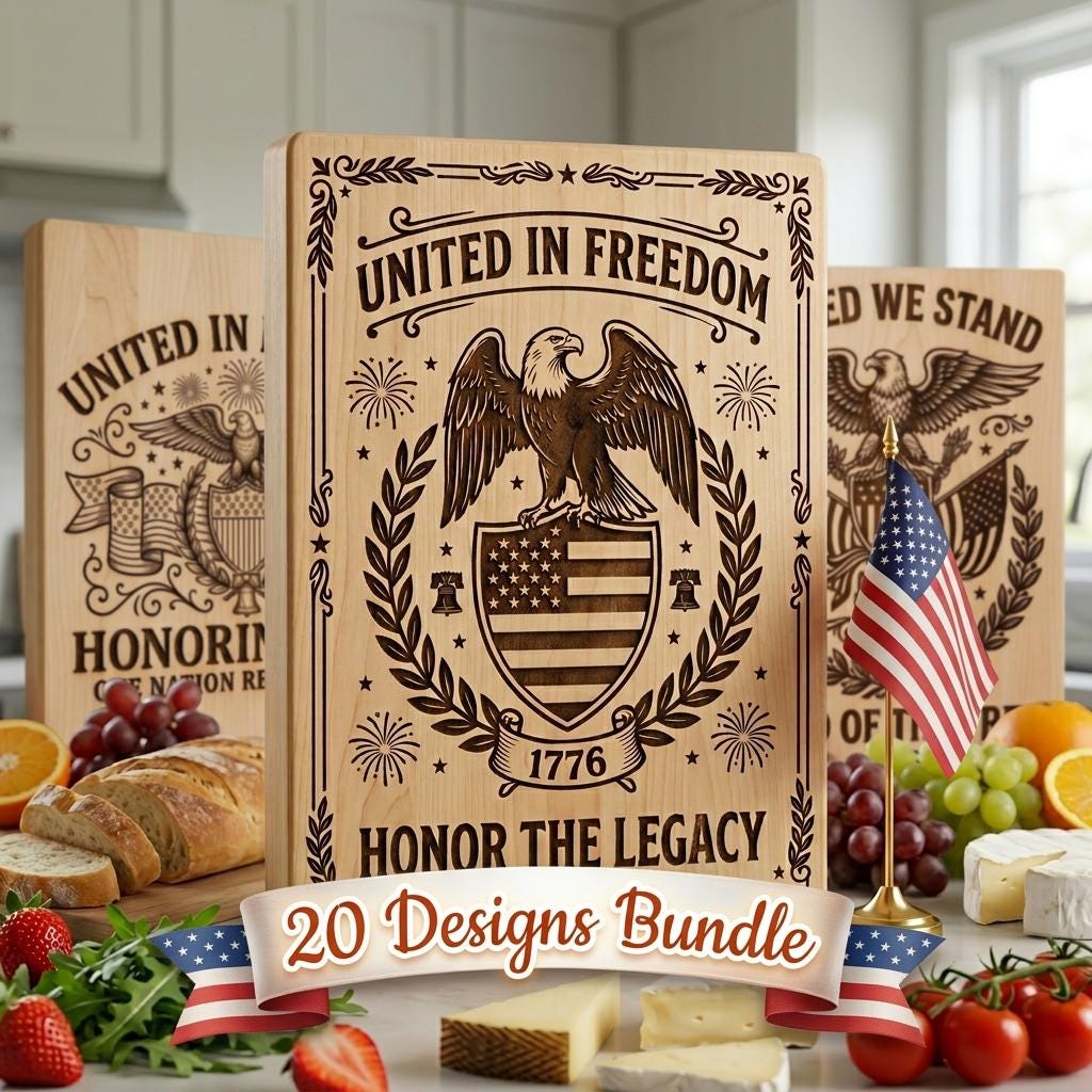 Patriotic Eagle Engraving, 250th Anniversary Americana, Laser Design File