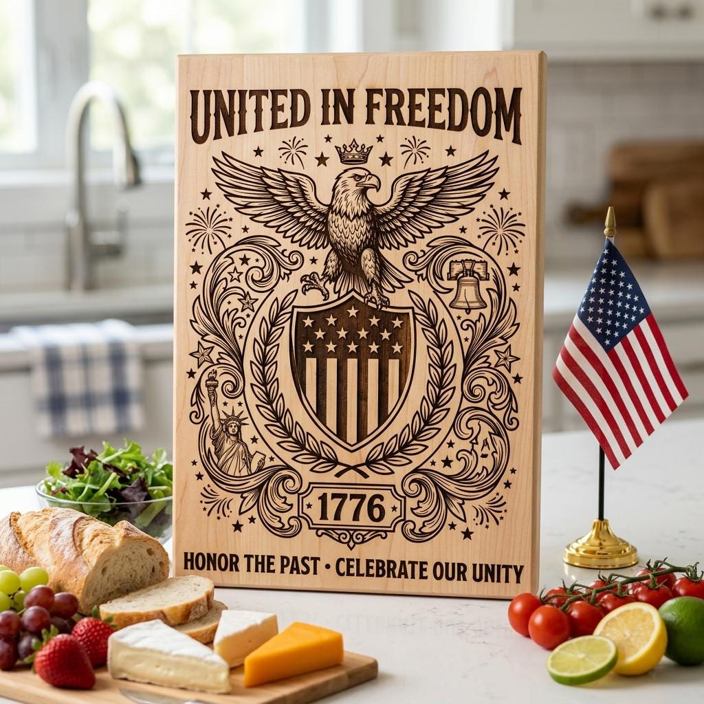 Patriotic Eagle Engraving, 250th Anniversary Americana, Laser Design File – Image 5