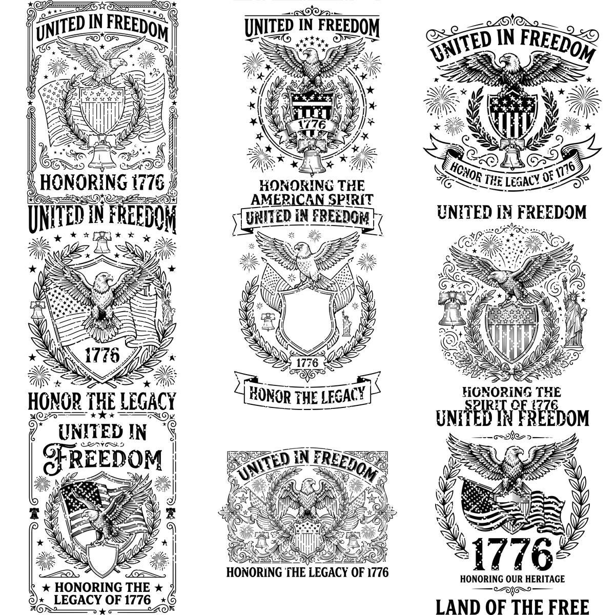 Patriotic Eagle Engraving, 250th Anniversary Americana, Laser Design File – Image 8