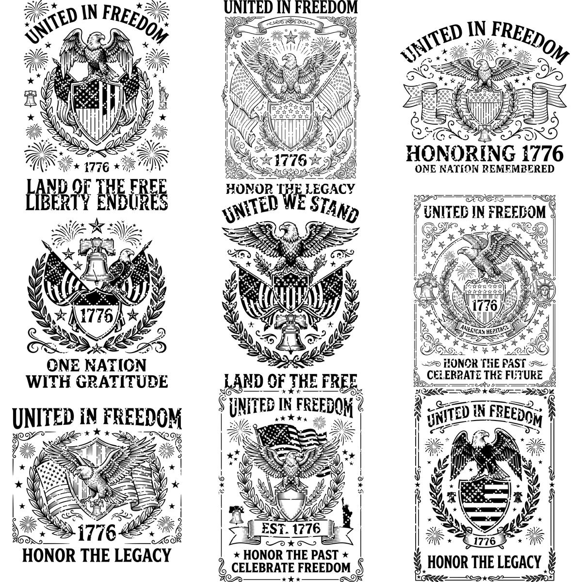 Patriotic Eagle Engraving, 250th Anniversary Americana, Laser Design File – Image 9