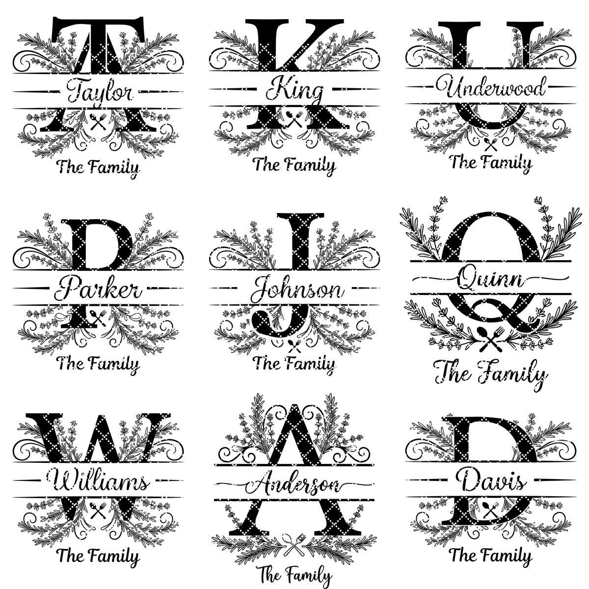 Personalisiertes Monogramm-Brett-Set, Lasergravur Familienname, Kräuterutensilien-Alphabet – Bild 10