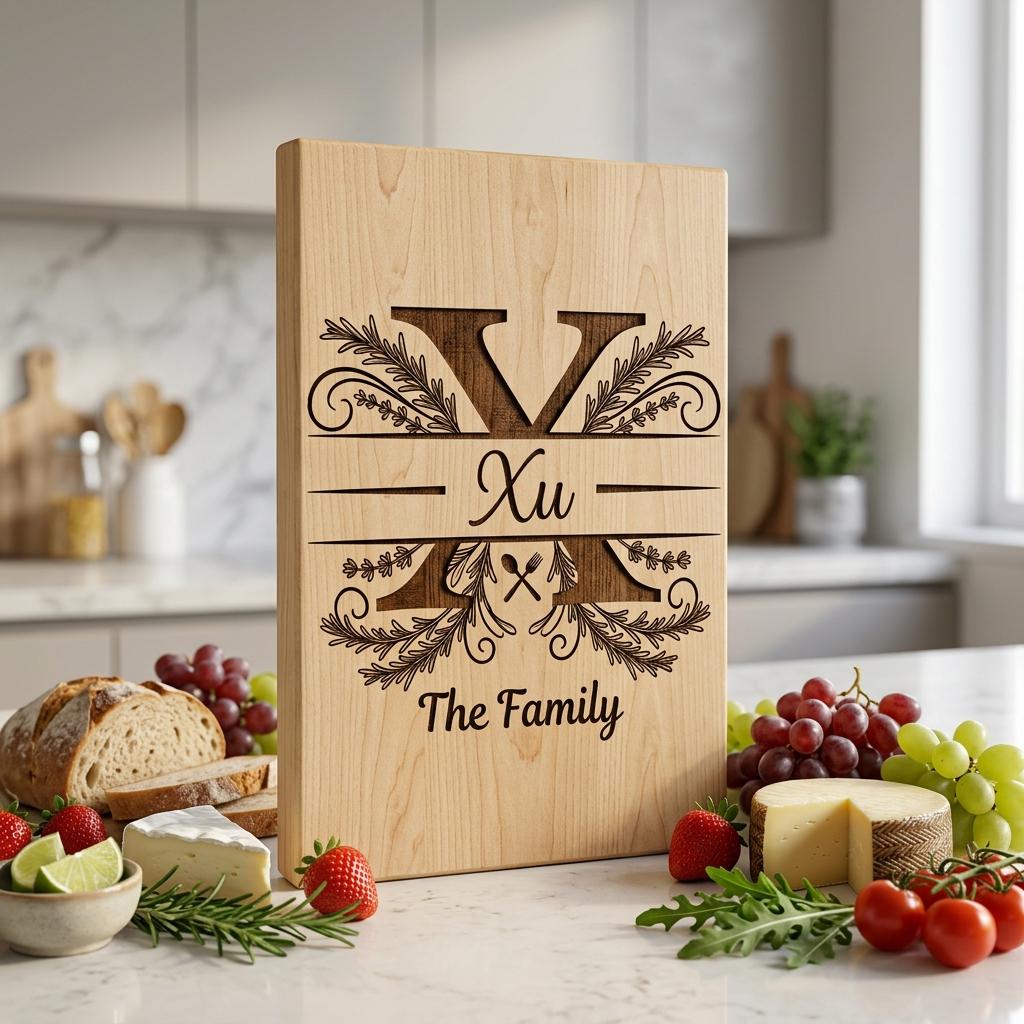 Personalisiertes Monogramm-Brett-Set, Lasergravur Familienname, Kräuterutensilien-Alphabet – Bild 8