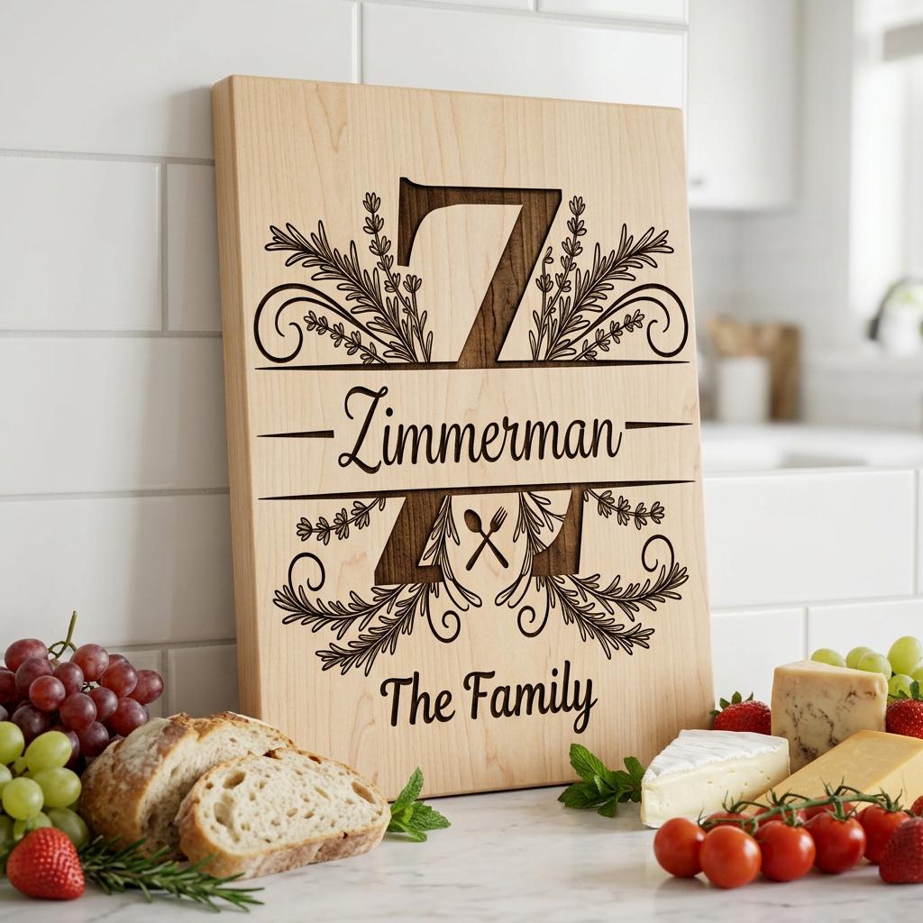 Personalized Board Monogram Bundle, Laser Engraving Family Name, Herb Utensil Alphabet