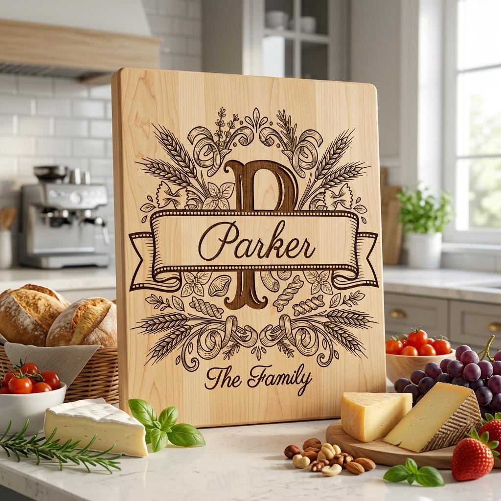 File per Tagliere Personalizzato, Bundle da Cucina con Monogramma Italiano, Design Grano e Pasta - immagine 5