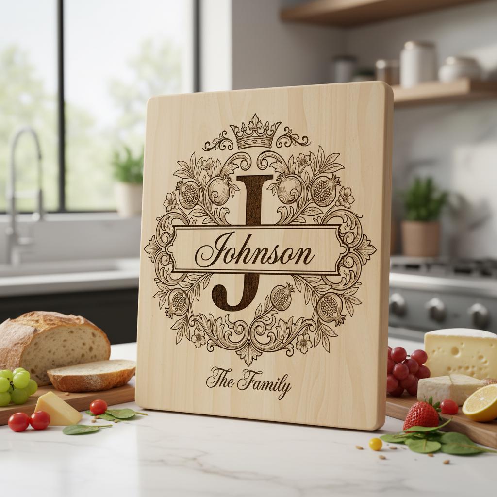 Königliches Granatapfel-Monogramm-Design, personalisierte Familiennamen-Gravurdatei – Bild 4